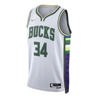 NIKE Nike Dri-FIT NBA Basketball Sports Milwaukee Bucks Giannis No.34 Vest 'White'