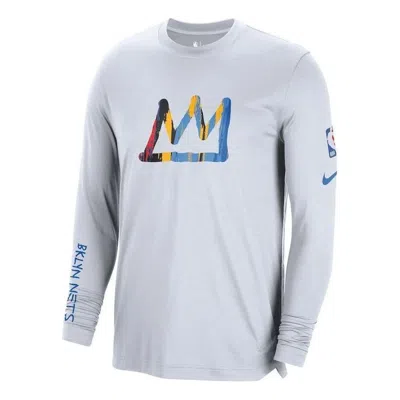 NIKE Nike Dri-Fit NBA Brooklyn Nets City Edition Long Sleeve T-Shirt 'Grey Blue'