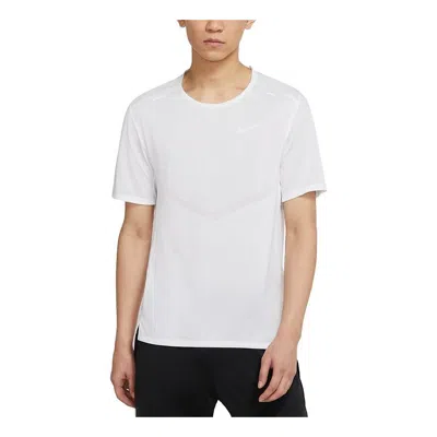 NIKE Nike Dri-fit Rise 365 Causual Sports Ventilate Round Collar T-Shirt Men's White