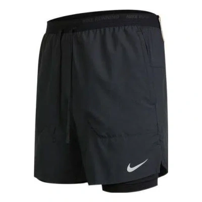 NIKE Nike Dri-FIT Solid Color Small Label Breathable Quick Dry Running Training Shorts Black