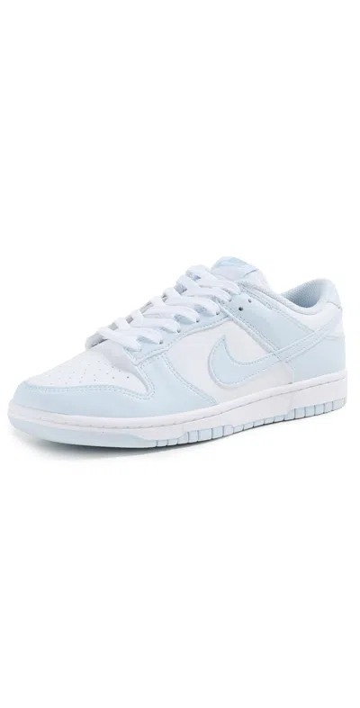 NIKE DUNK LOW LEATHER SNEAKERS WHITE/BLUE TINT