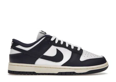 NIKE DUNK LOW VINTAGE NAVY (WOMEN'S) SNEAKERS IN WHITE/MIDNIGHT NAVY BLUE