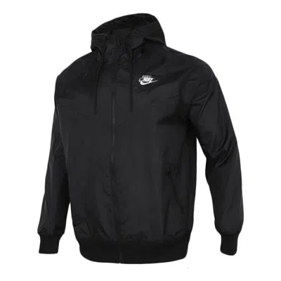 NIKE Nike Embroidered Logo Sports Woven Hooded Jacket Autumn 'Black'