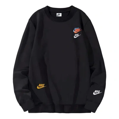 NIKE Nike Embroidered Round Neck Pullover Sweaters Autumn Asia Sizing 'Black'
