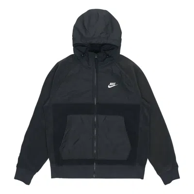 NIKE Nike Fleece Splicing Stay Warm Sports hooded Logo Jacket Black