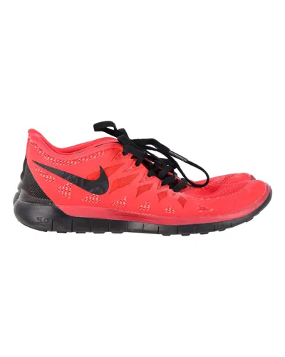 NIKE FREE 5.0 RUNNING SHOES IN RED MESH