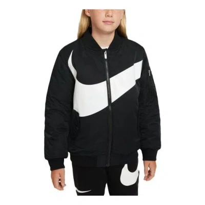 NIKE (GS) Nike Kids Large Logo Printing Stay Warm Sports Jacket Boy Black