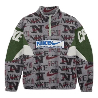 NIKE Nike Half-Zip logo fleece top 'Grey Green'