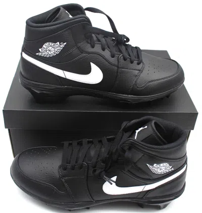 NIKE JORDAN 1 FOOTBALL CUSTOM CLEAT BLACK WHITE FJ6805-001 MEN'S SIZE 14 THRU 15