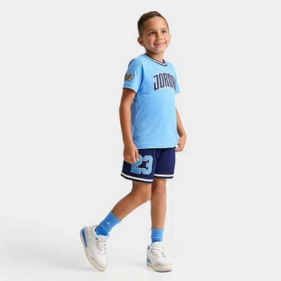 NIKE JORDAN LITTLE KIDS' PLAYOFF T-SHIRT AND MESH SHORTS SET SIZE 7 COTTON/POLYESTER
