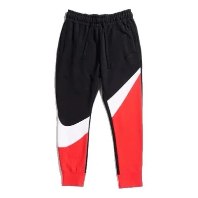 NIKE Nike Large Logo Printing Drawstring Sports Long Pants Black Red Blackred