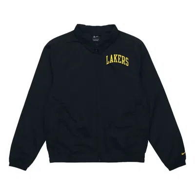 NIKE Nike Los Angeles Lakers NBA Lightweight lapel Zipper Long Sleeves Logo Jacket Black