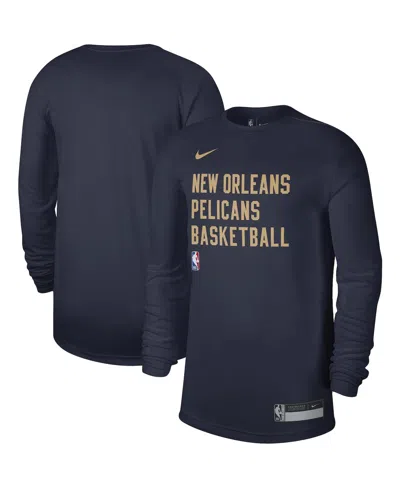 NIKE MEN'S AND WOMEN'S NIKE NAVY NEW ORLEANS PELICANS 2023/24 LEGEND ON-COURT PRACTICE LONG SLEEVE T-SHIR