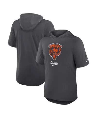 NIKE MEN'S ANTHRACITE CHICAGO BEARS TRI-BLEND PERFORMANCE HOODIE T-SHIRT