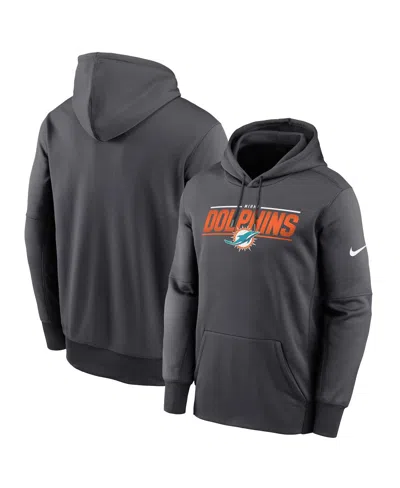 NIKE MEN'S ANTHRACITE MIAMI DOLPHINS TEAM MUSCLE PERFORMANCE FLEECE PULLOVER HOODIE