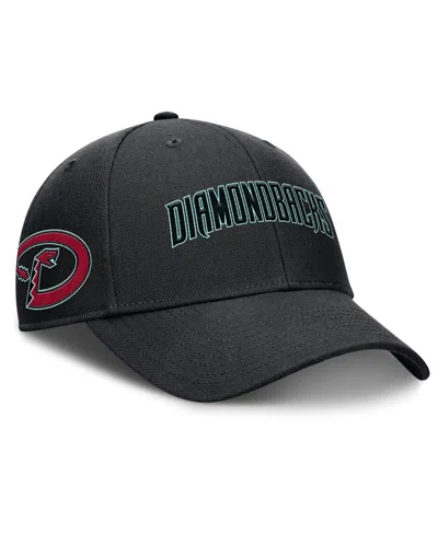 NIKE MEN'S BLACK ARIZONA DIAMONDBACKS RISE GABERDINE ADJUSTABLE HAT