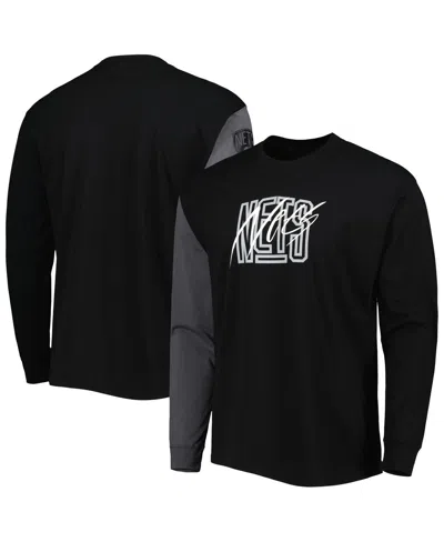 NIKE MEN'S BLACK BROOKLYN NETS COURTSIDE VERSUS FLIGHT MAX90 LONG SLEEVE T-SHIRT