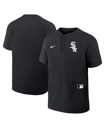 NIKE MEN'S BLACK CHICAGO WHITE SOX AUTHENTIC COLLECTION RAGLAN SHORT SLEEVE WINDSHIRT