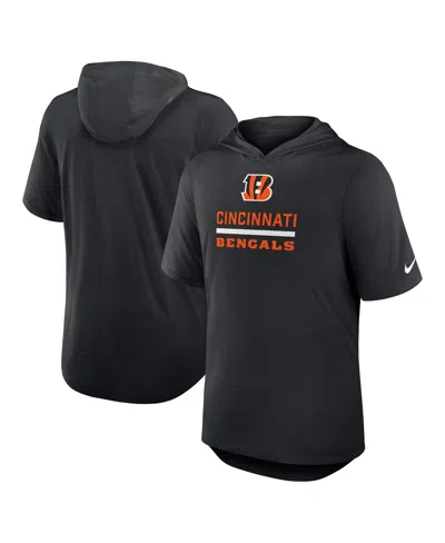 NIKE MEN'S BLACK CINCINNATI BENGALS LOCKUP TRI-BLEND HOODIE T-SHIRT