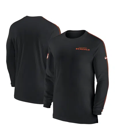 NIKE MEN'S BLACK CINCINNATI BENGALS SIDELINE COACH UV PERFORMANCE LONG SLEEVE T-SHIRT