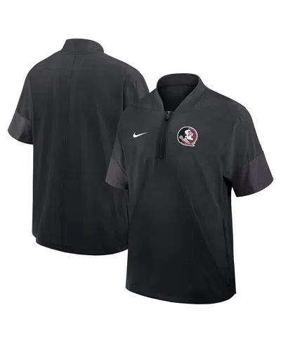 NIKE MEN'S BLACK FLORIDA STATE SEMINOLES 2025 SIDELINE SHORT SLEEVE QUARTER-ZIP COACH JACKET