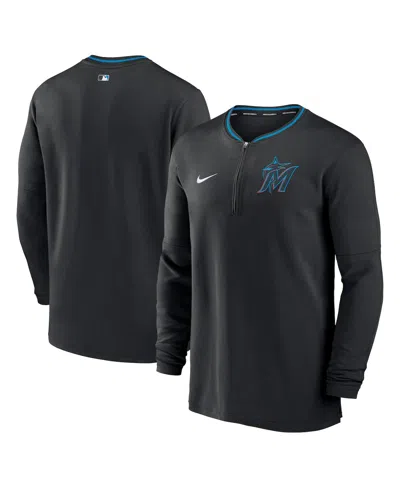 NIKE MEN'S BLACK MIAMI MARLINS AUTHENTIC COLLECTION PERFORMANCE HALF-ZIP TOP