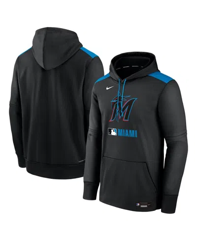 NIKE MEN'S BLACK MIAMI MARLINS AUTHENTIC COLLECTION PERFORMANCE PULLOVER HOODIE