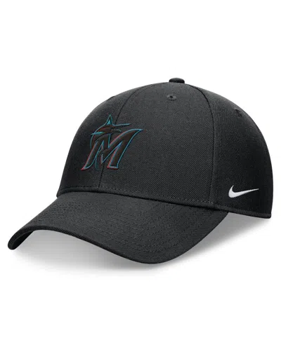 NIKE MEN'S BLACK MIAMI MARLINS CLUB PERFORMANCE ADJUSTABLE HAT