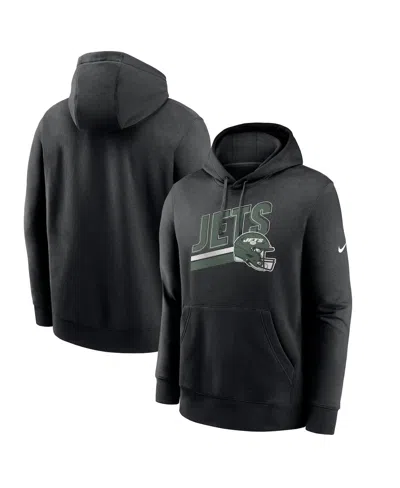 NIKE MEN'S BLACK NEW YORK JETS CLUB FLEECE PULLOVER HOODIE