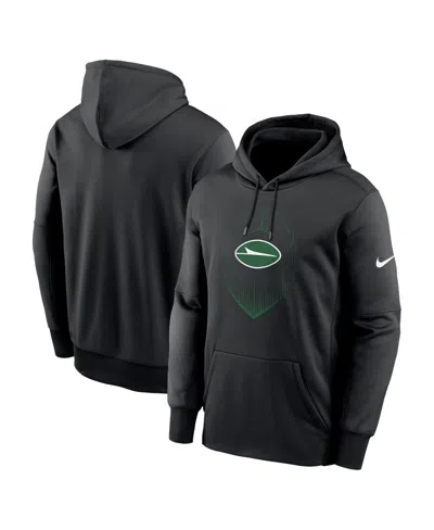 NIKE MEN'S BLACK NEW YORK JETS ICON PERFORMANCE PULLOVER HOODIE