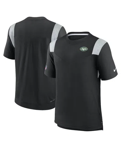 NIKE MEN'S BLACK NEW YORK JETS SIDELINE TONAL LOGO PERFORMANCE PLAYER T-SHIRT