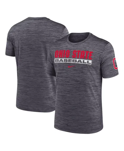 NIKE MEN'S BLACK OHIO STATE BUCKEYES VELOCITY BASEBALL WORDMARK STACK PERFORMANCE T-SHIRT