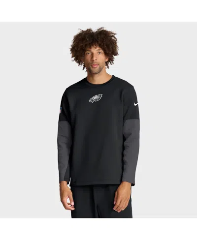 NIKE MEN'S BLACK PHILADELPHIA EAGLES SIDELINE SCRIPTED TO WIN PERFORMANCE LONG SLEEVE T-SHIRT