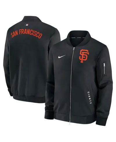 NIKE MEN'S BLACK SAN FRANCISCO GIANTS AUTHENTIC COLLECTION DUGOUT FULL-ZIP BOMBER JACKET