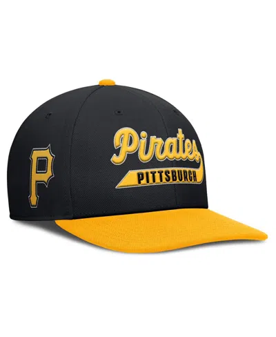 NIKE MEN'S BLACK/GOLD PITTSBURGH PIRATES PRO PERFORMANCE SNAPBACK HAT