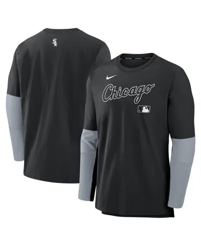 NIKE MEN'S BLACK/GRAY CHICAGO WHITE SOX AUTHENTIC COLLECTION PLAYER LIGHTWEIGHT PERFORMANCE LONG SLEEVE T