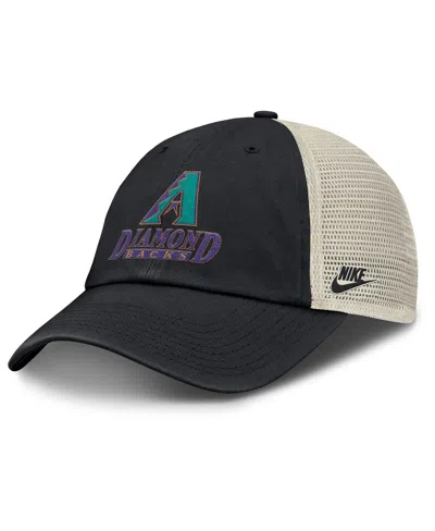 NIKE MEN'S BLACK/NATURAL ARIZONA DIAMONDBACKS COOPERSTOWN COLLECTION CLUB TRUCKER ADJUSTABLE HAT