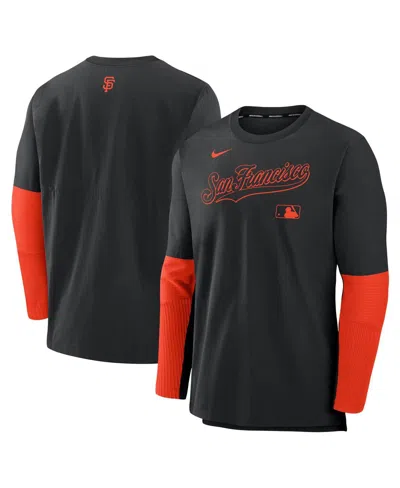 NIKE MEN'S BLACK/ORANGE SAN FRANCISCO GIANTS AUTHENTIC COLLECTION LIGHTWEIGHT PLAYER TRI-BLEND PERFORMANC