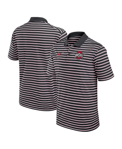 NIKE MEN'S BLACK/WHITE OHIO STATE BUCKEYES PRIMETIME VICTORY STRIPED PERFORMANCE POLO