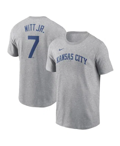 NIKE MEN'S BOBBY WITT JR. GRAY KANSAS CITY ROYALS FUSE NAME NUMBER T-SHIRT