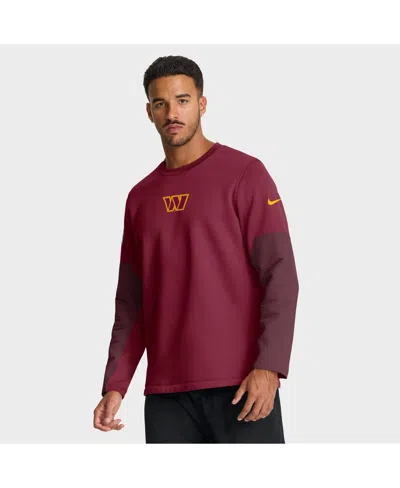 NIKE MEN'S BURGUNDY WASHINGTON COMMANDERS SIDELINE SCRIPTED TO WIN PERFORMANCE LONG SLEEVE T-SHIRT