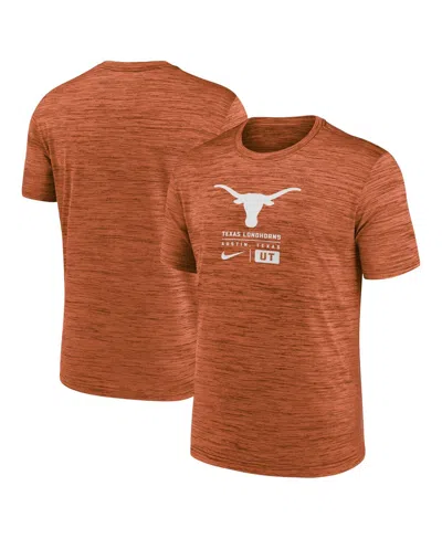 NIKE MEN'S BURNT ORANGE CAMPUS CENTER BLOCK VELOCITY PERFORMANCE T-SHIRT