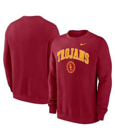 NIKE MEN'S CARDINAL USC TROJANS ARCHED SEAL PULLOVER SWEATSHIRT