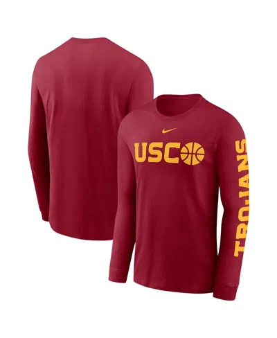 NIKE MEN'S CARDINAL USC TROJANS BASKETBALL ICON TWO-HIT LONG SLEEVE T-SHIRT
