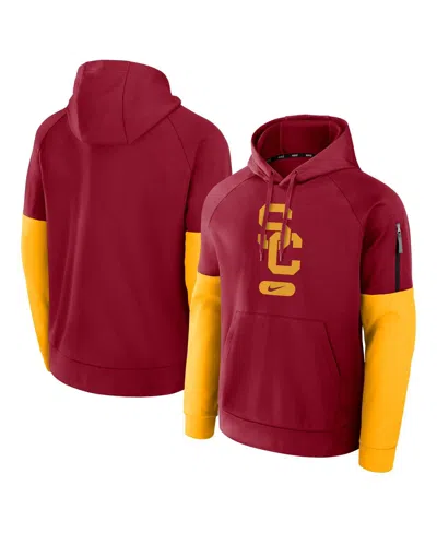 NIKE MEN'S CARDINAL/GOLD USC TROJANS FITNESS PERFORMANCE PULLOVER HOODIE