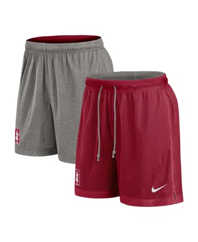 NIKE MEN'S CARDINAL/HEATHER GRAY STANFORD CARDINAL PLAYER REVERSIBLE SHORTS