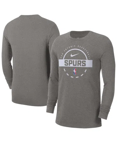 NIKE MEN'S CHARCOAL SAN ANTONIO SPURS AUTHENTIC LONG SLEEVE PRACTICE T-SHIRT