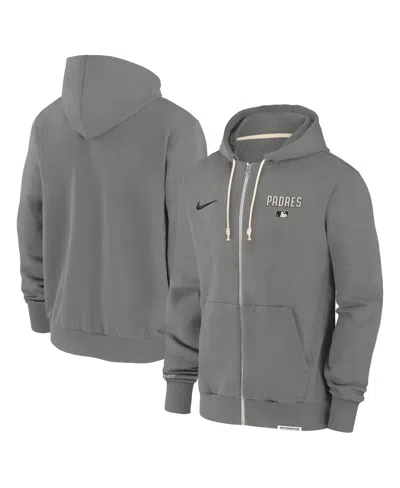NIKE MEN'S CHARCOAL SAN DIEGO PADRES AUTHENTIC COLLECTION TRAVEL PERFORMANCE FULL-ZIP HOODIE