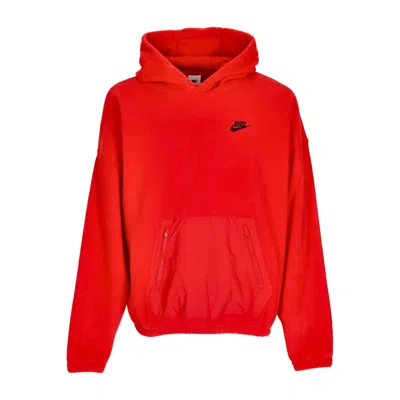 NIKE MEN'S CLUB+ FLEECE POLAR HOODIE UNIVERSITY RED/BLACK