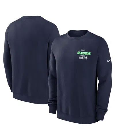 NIKE MEN'S COLLEGE NAVY SEATTLE SEAHAWKS PRIMETIME CLUB FLEECE PULLOVER SWEATSHIRT
